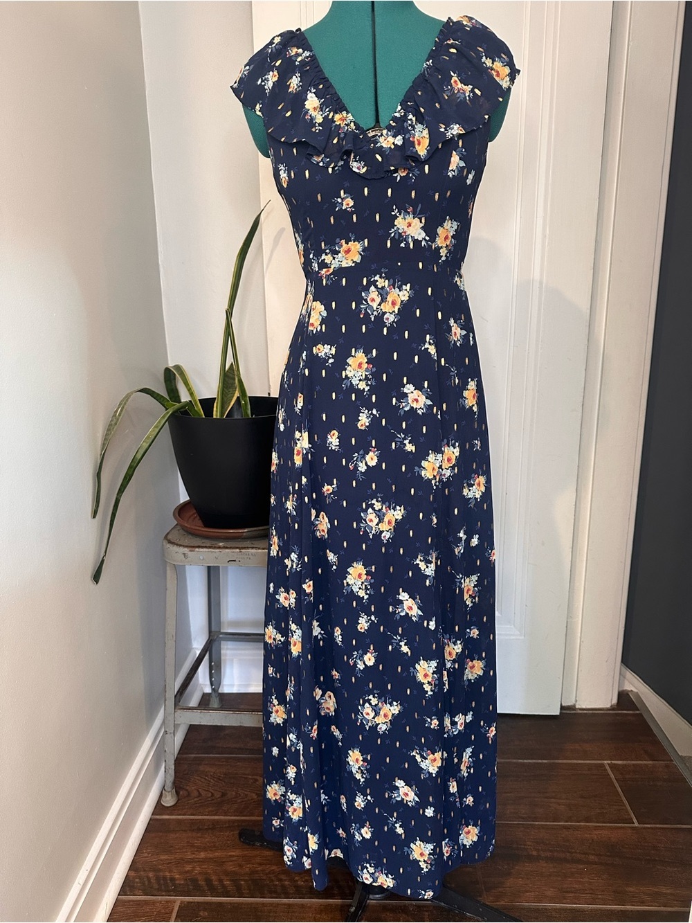 Francesca's Miami Blue floral dress long XXS